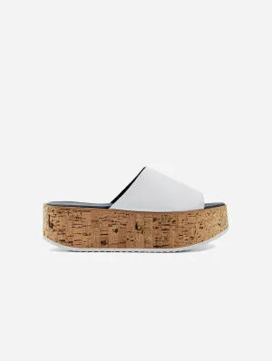 Geigi Women's Grape Leather Cork Platform Vegan Sandals | White