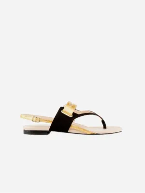 Grace Pinatex? Vegan Leather Gladiator Sandals | Black & Gold