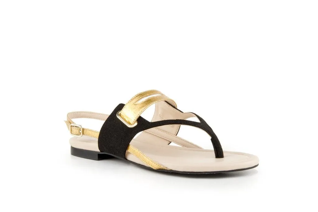 Grace Pinatex? Vegan Leather Gladiator Sandals | Black & Gold