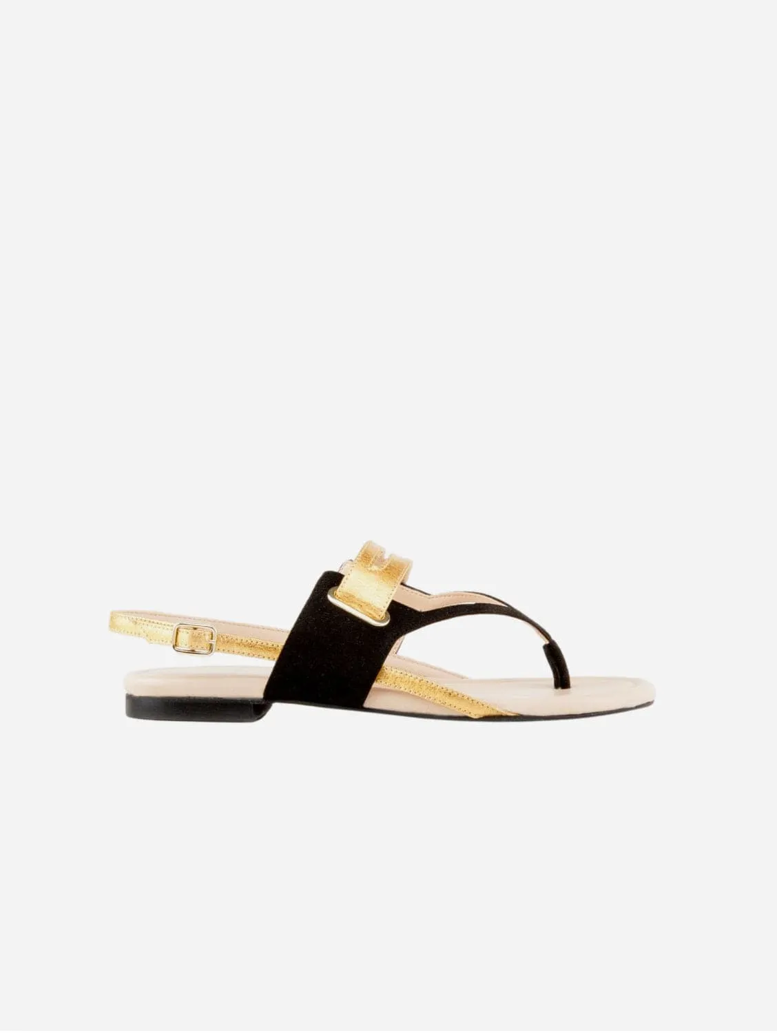 Grace Pinatex? Vegan Leather Gladiator Sandals | Black & Gold