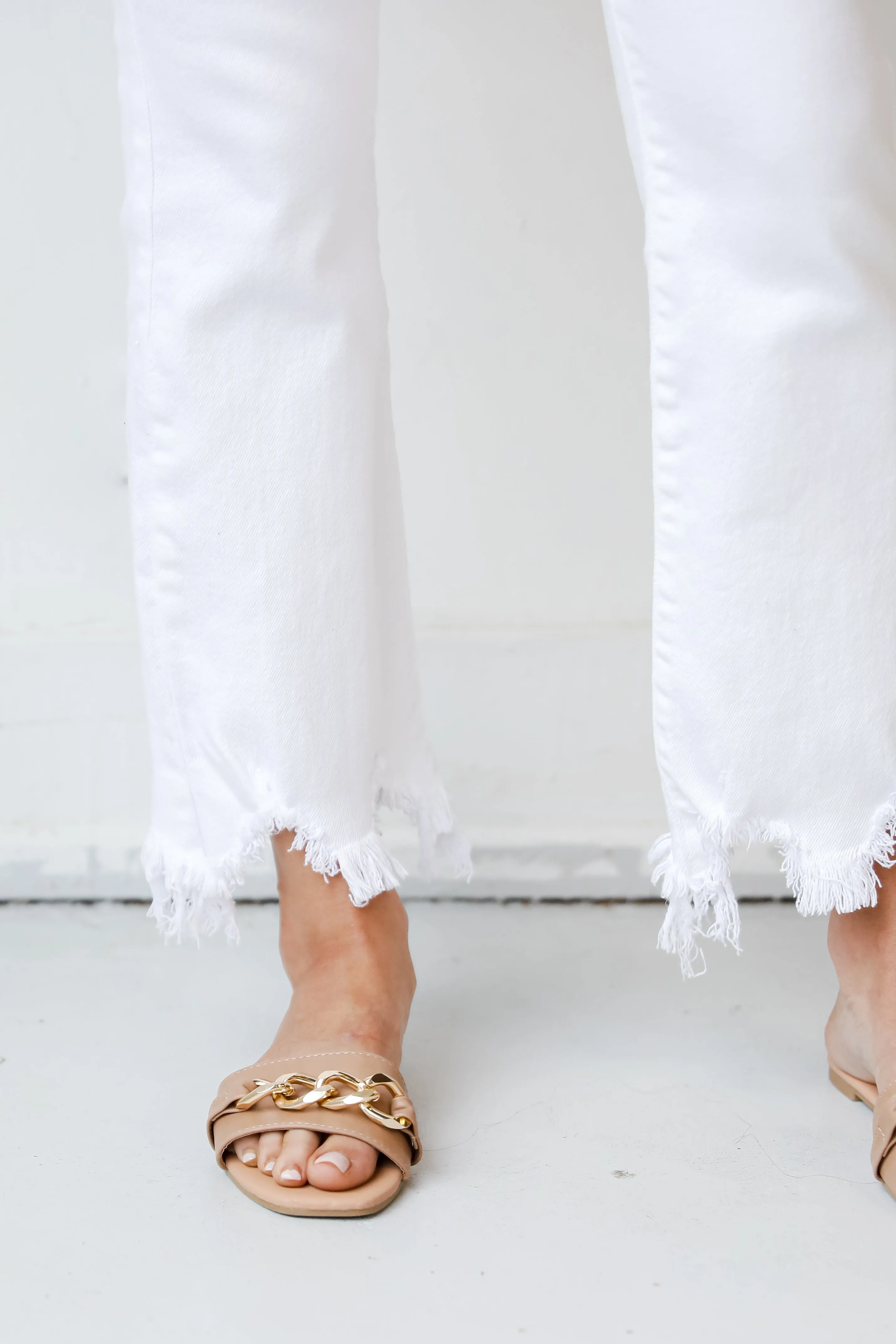 High Society White Distressed Cropped Flare Jeans
