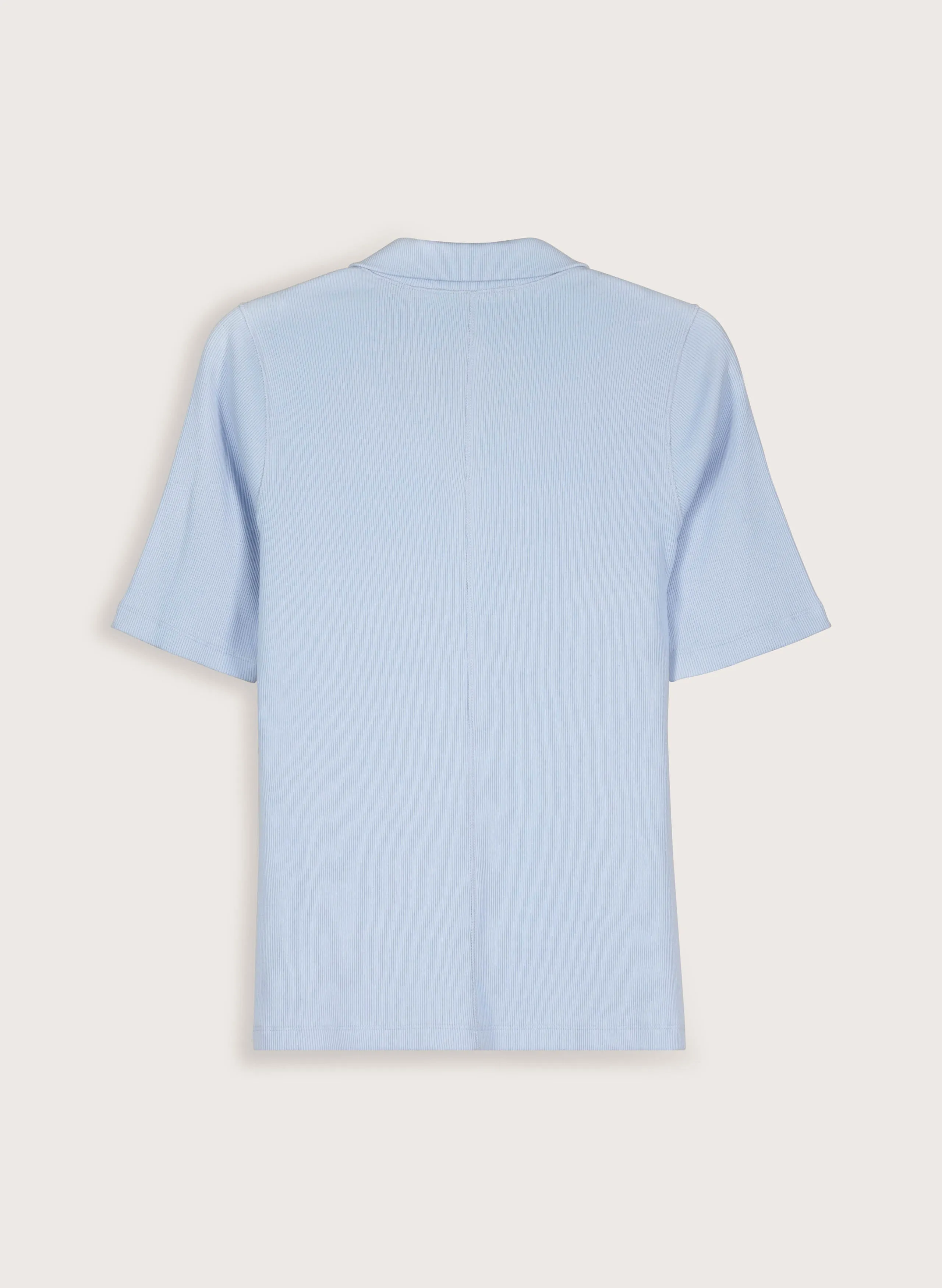 Ivy Organic Rib Zip Collar Top | Ice Blue