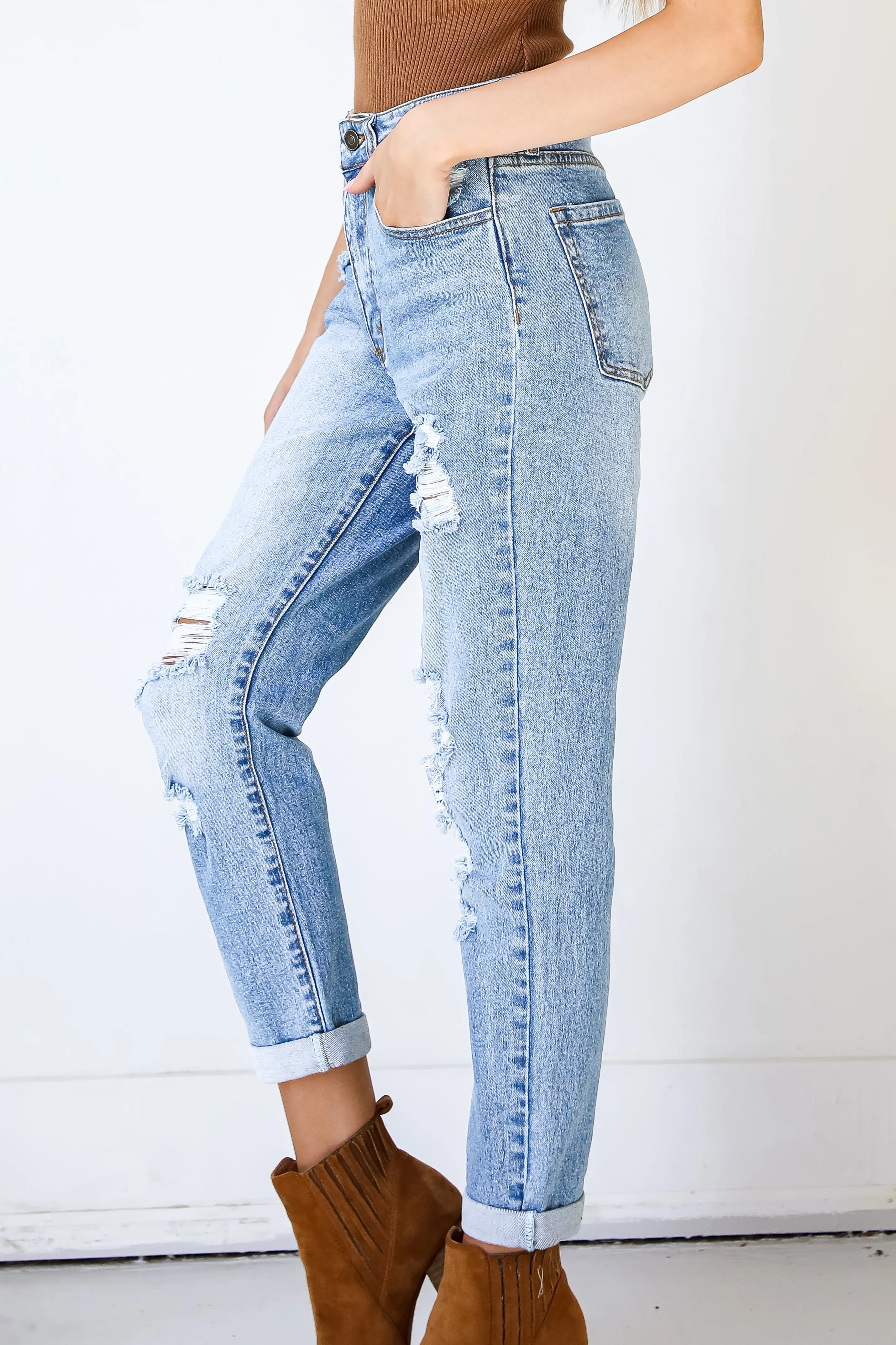 Jamie Distressed Mom Jeans