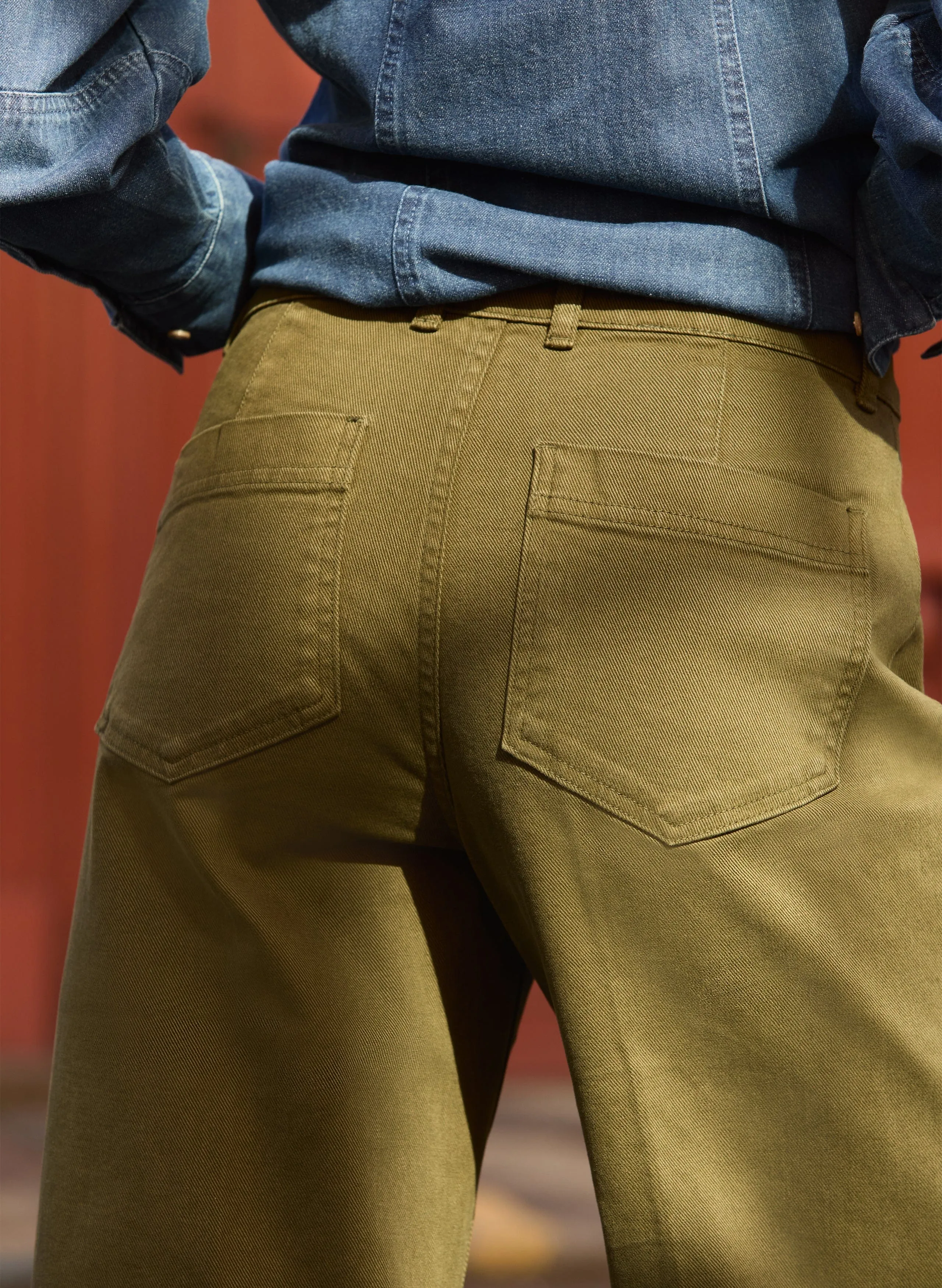 Jena Organic Cotton Stretch Wide Crop Jeans | Dark Olive