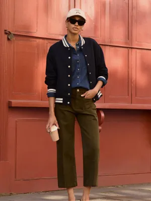 Jena Organic Cotton Stretch Wide Crop Jeans | Dark Olive