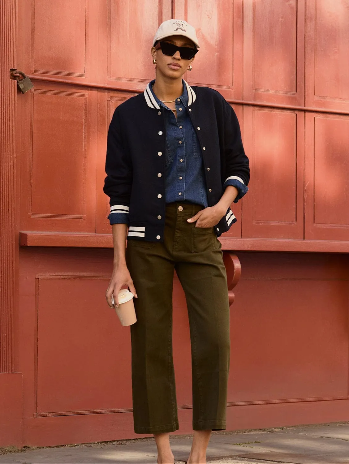 Jena Organic Cotton Stretch Wide Crop Jeans | Dark Olive