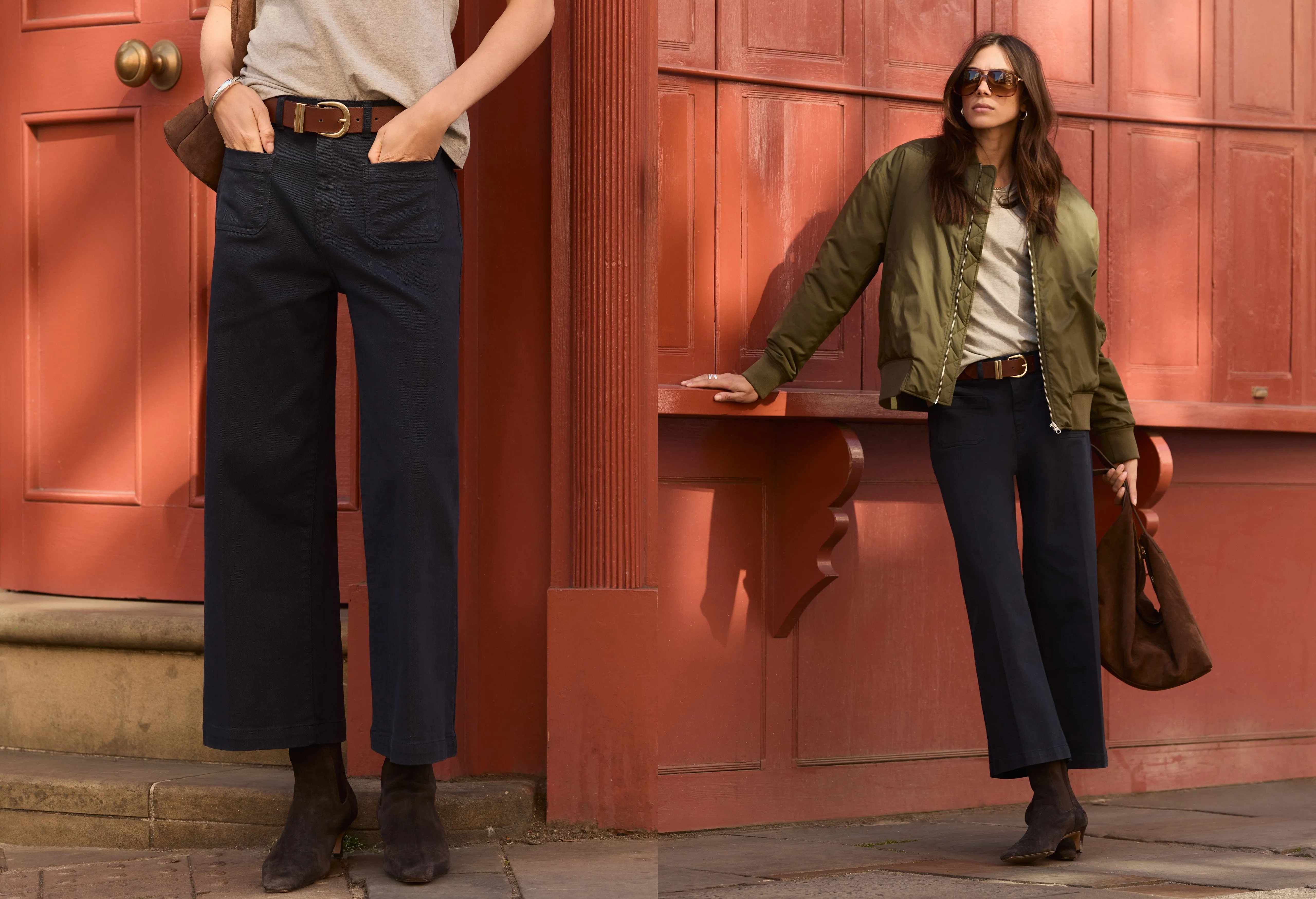 Jena Organic Cotton Stretch Wide Crop Jeans | French Navy