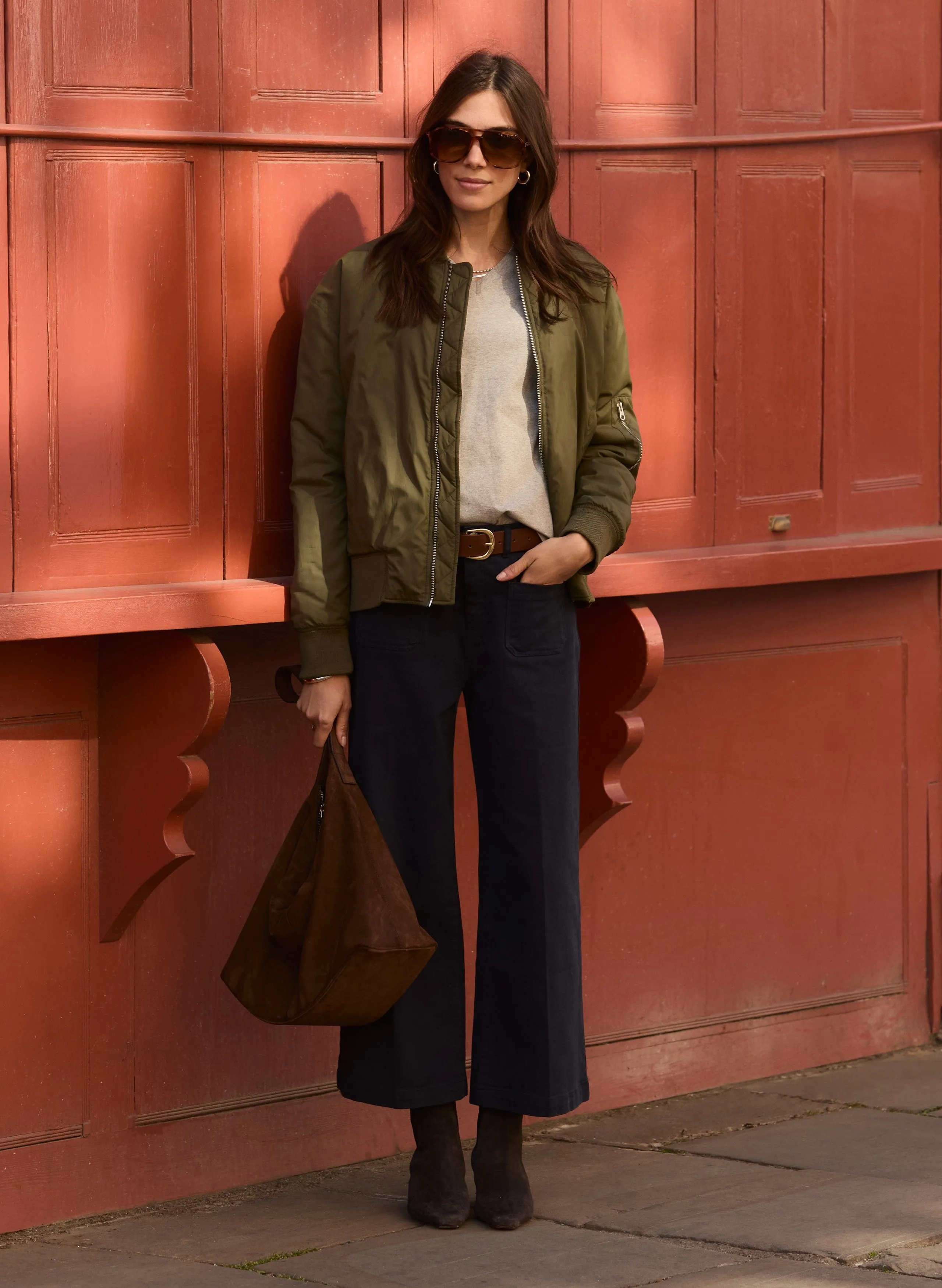 Jena Organic Cotton Stretch Wide Crop Jeans | French Navy