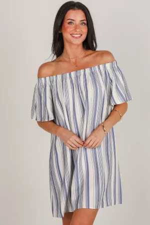 Just A Theory Blue Striped Mini Dress