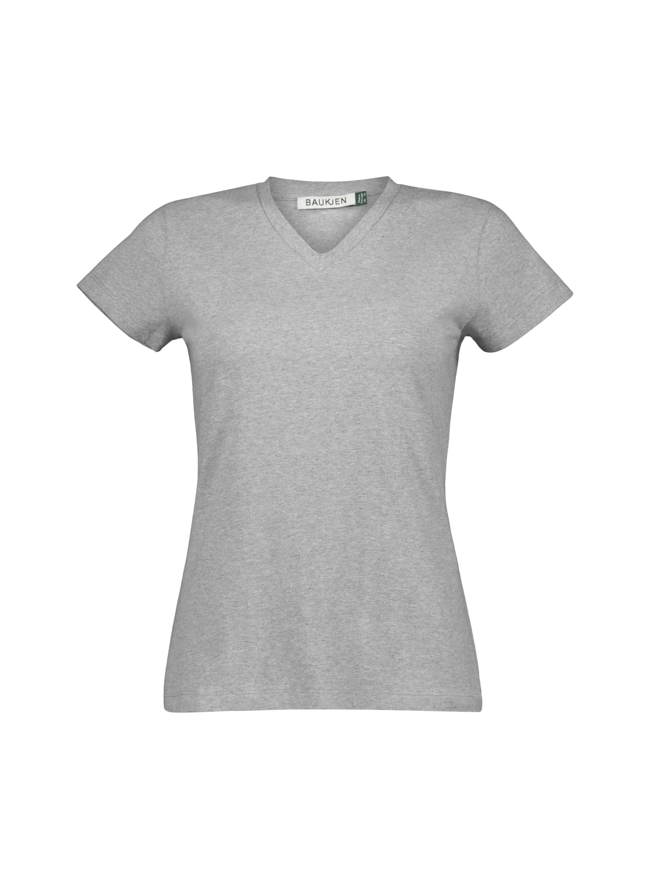 Kiana Organic Cotton V-Neck Slim T-Shirt | Grey Marl