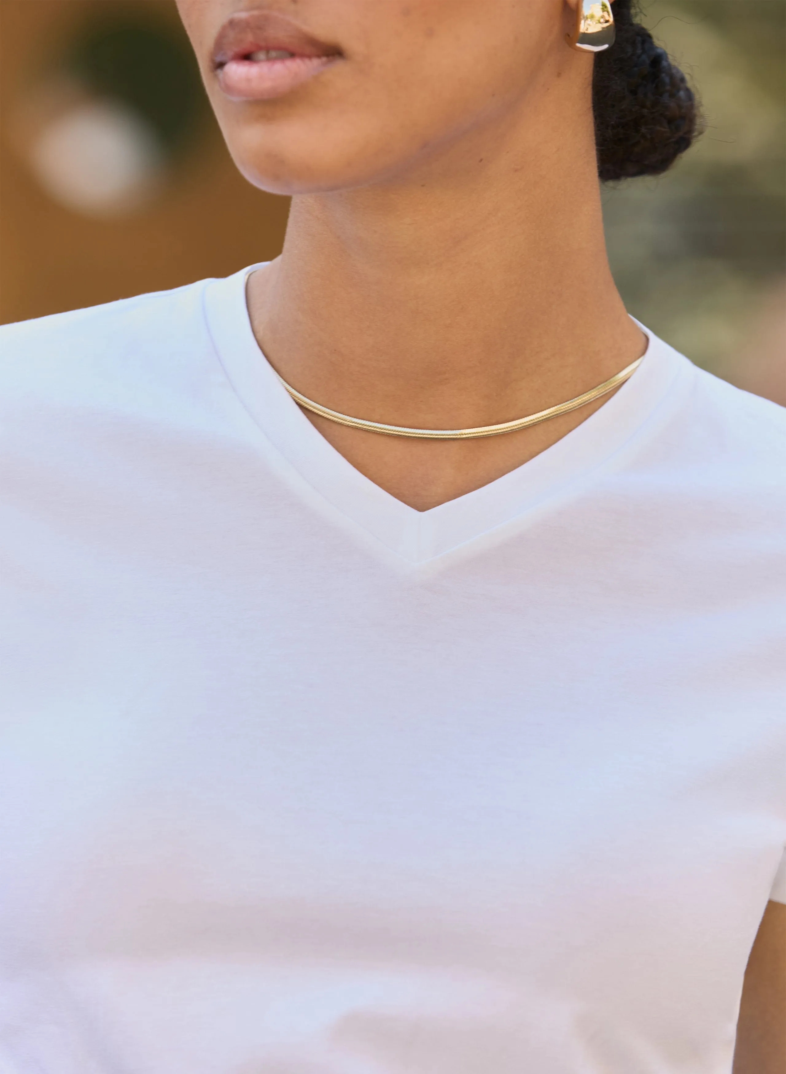 Kiana Organic Cotton V-Neck Slim T-Shirt | Pure White