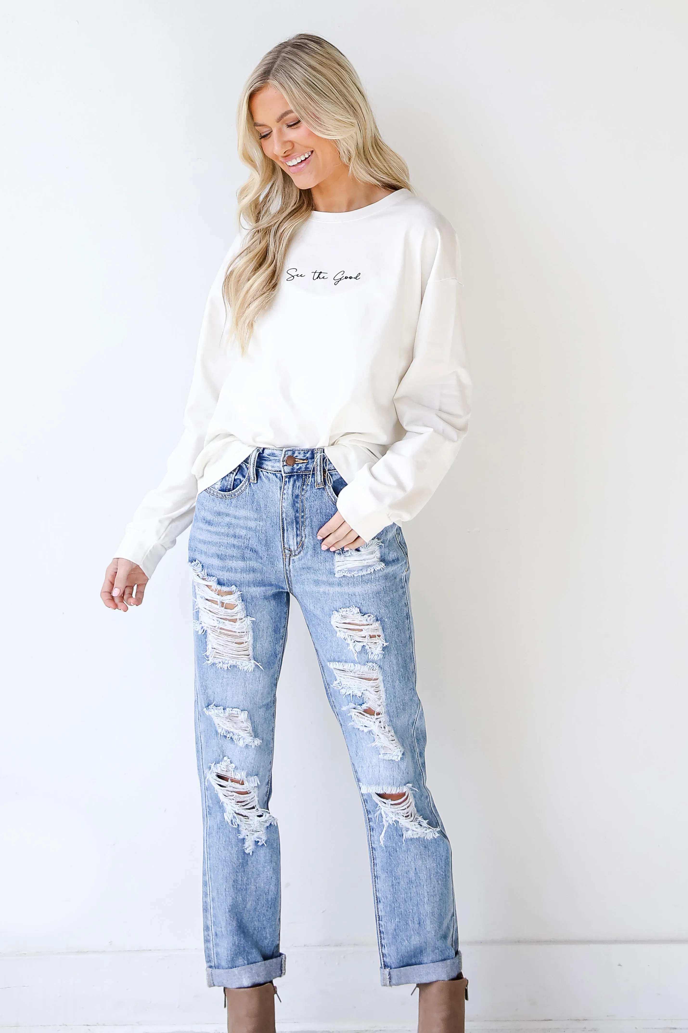 Kiley Distressed Boyfriend Jeans