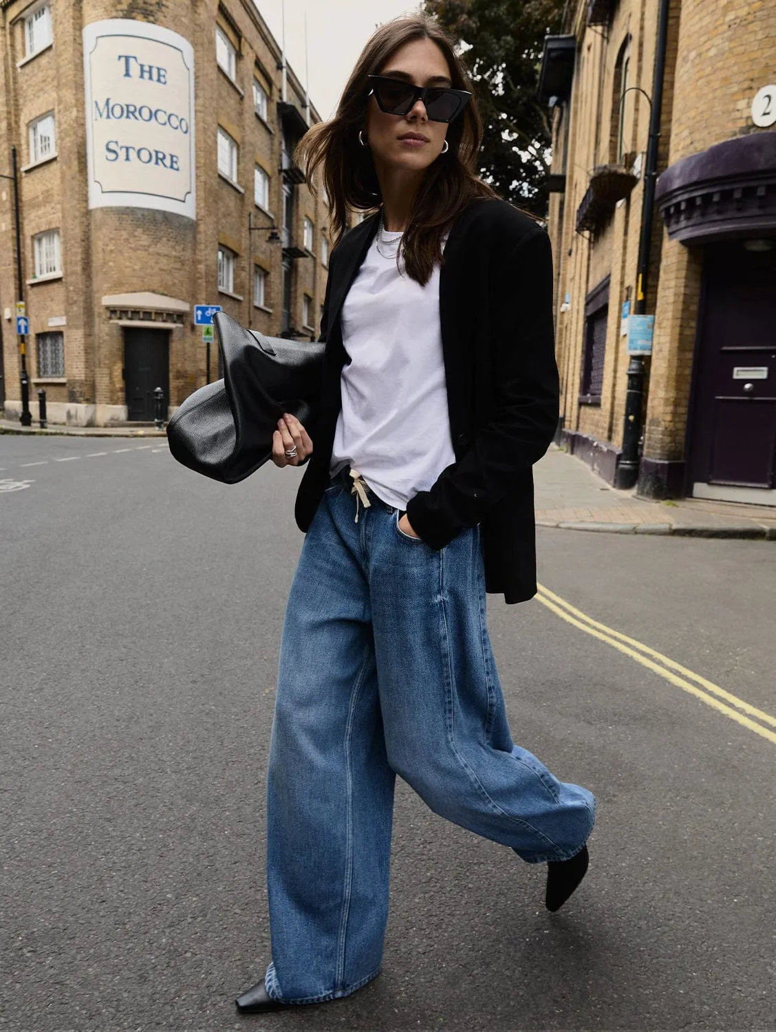 Leonor TENCEL? Tie Front?Wide Leg Jeans | Mid Wash Indigo