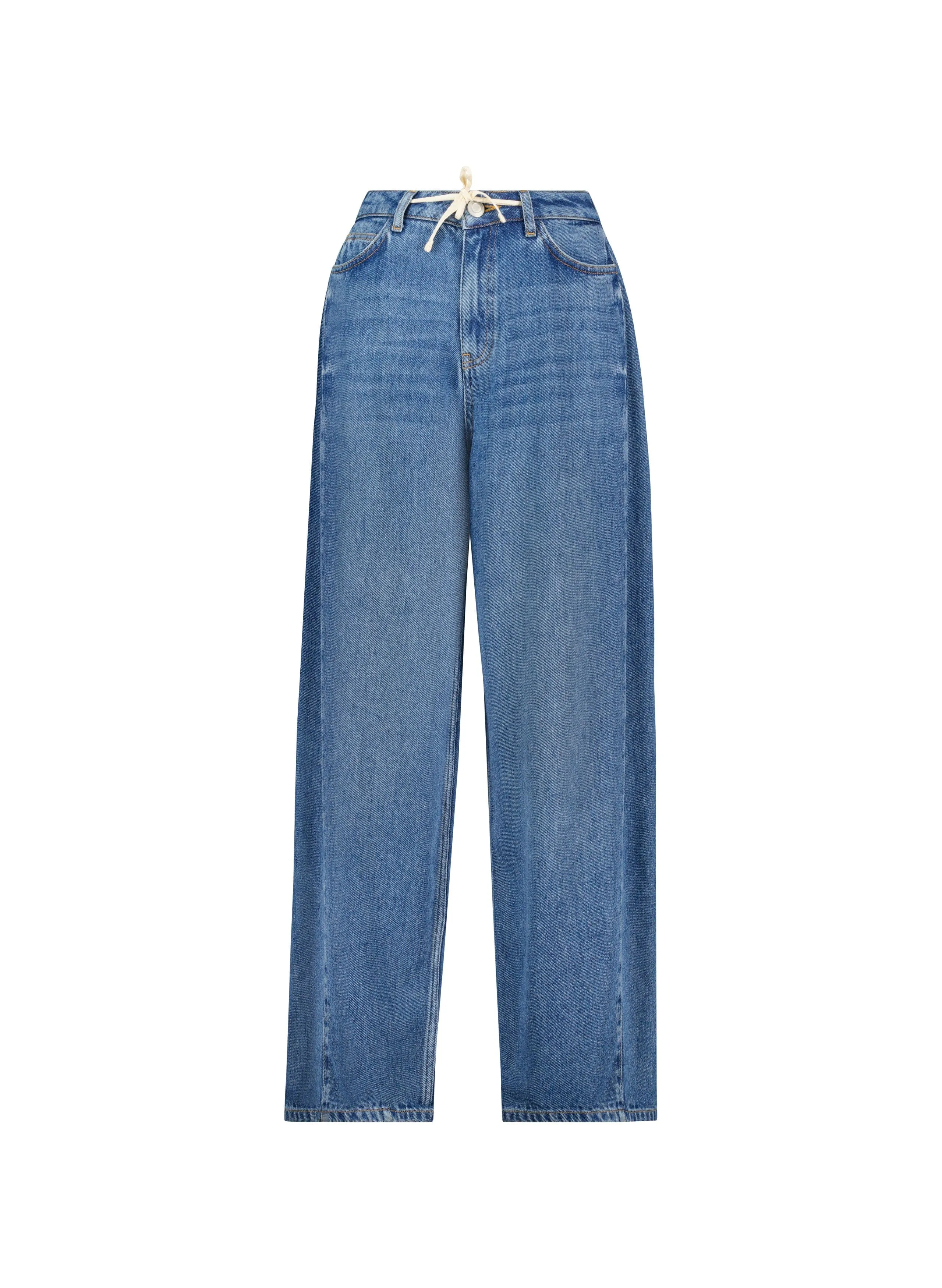 Leonor TENCEL? Tie Front?Wide Leg Jeans | Mid Wash Indigo