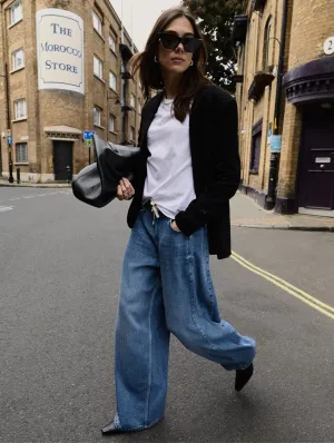 Leonor TENCEL? Tie Front?Wide Leg Jeans | Mid Wash Indigo