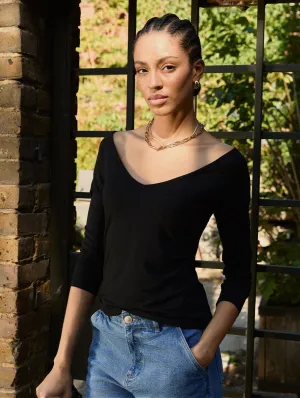 Luzia LENZING ECOVERO? Deep V-Neck Top | Caviar Black
