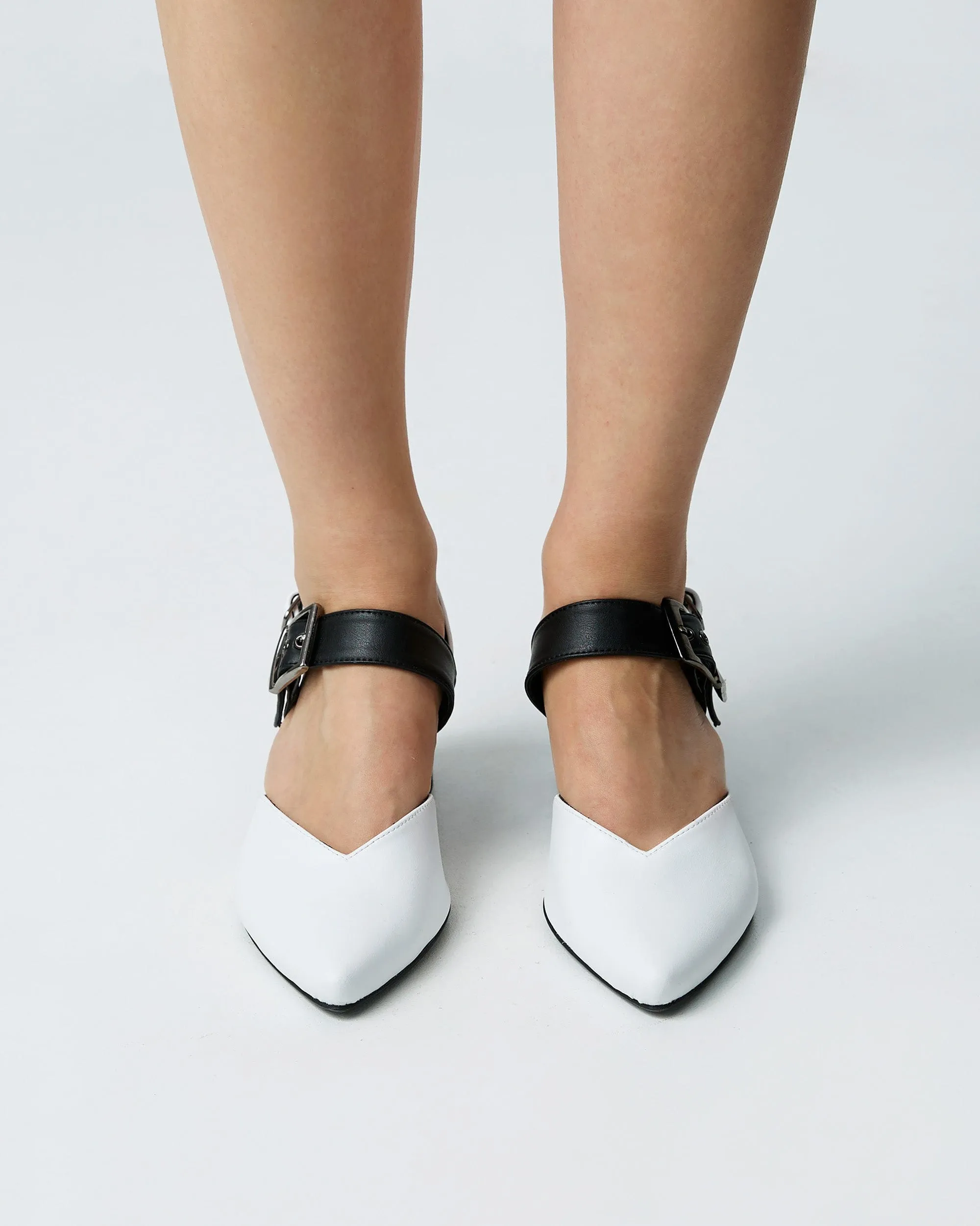 Marilyn Women's Vegea? Grape Leather Slingback Heels | Black & White