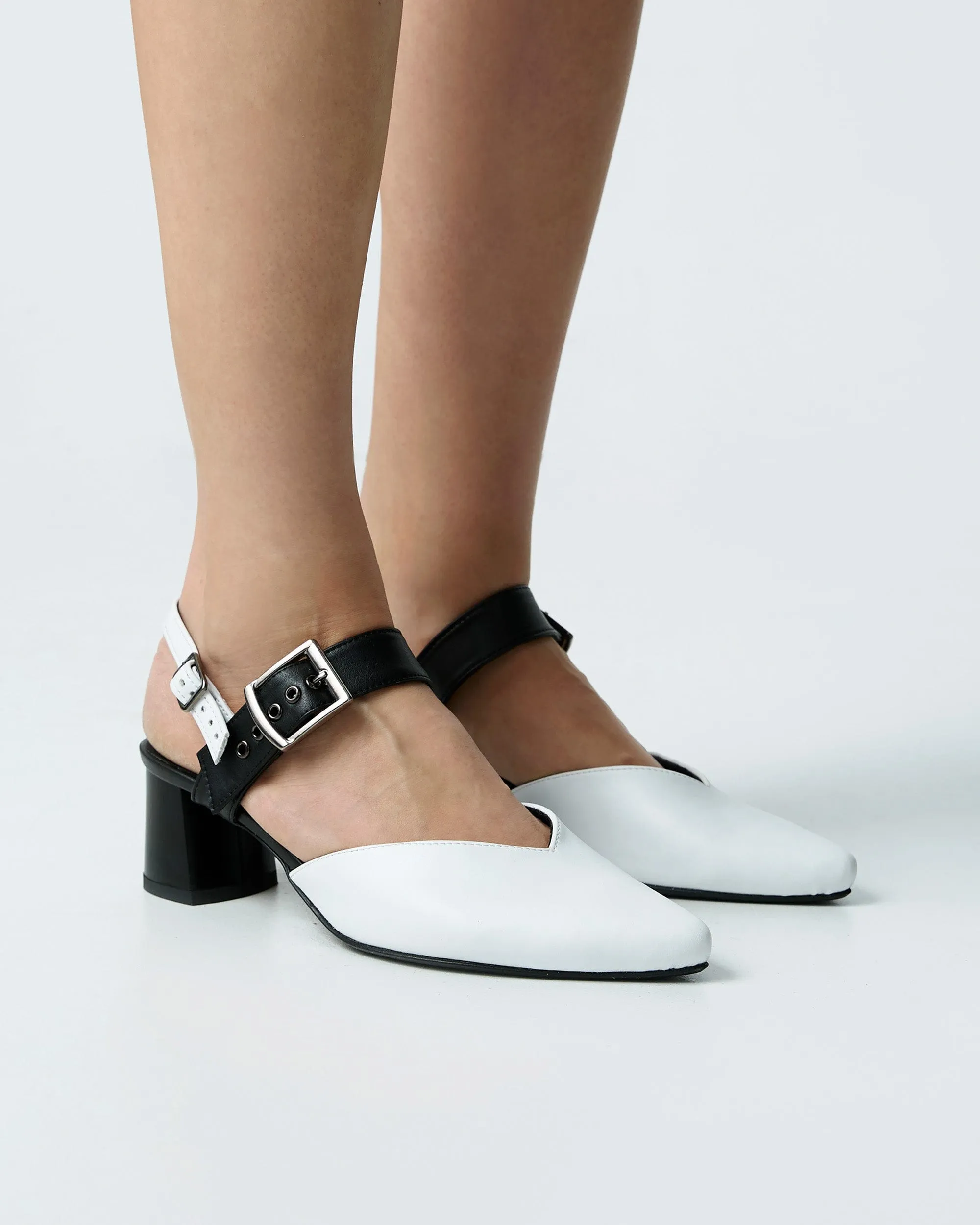 Marilyn Women's Vegea? Grape Leather Slingback Heels | Black & White