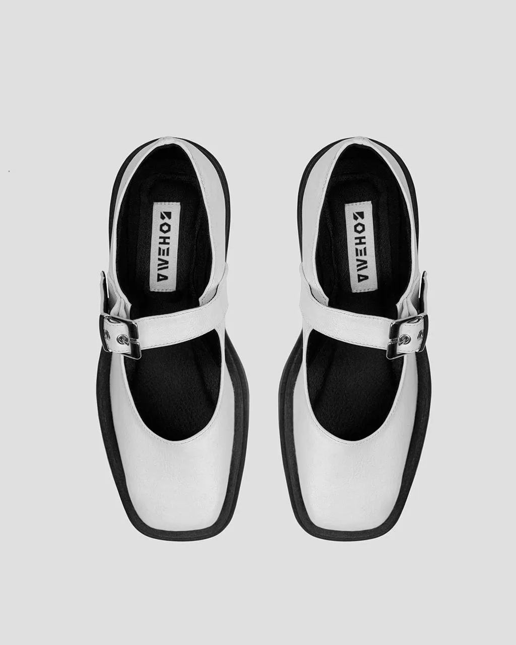 Mary Jane Women's Squared Vegea Grape Leather Vegan Pumps | White