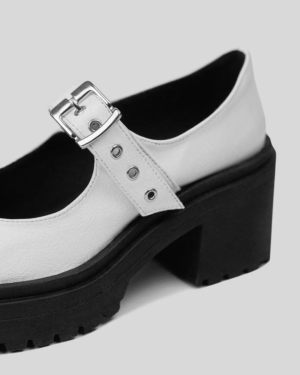 Mary Jane Women's Squared Vegea Grape Leather Vegan Pumps | White