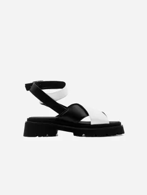 Medley Women's Cross Strap Desserto? Cactus Leather Sandals | Black & White