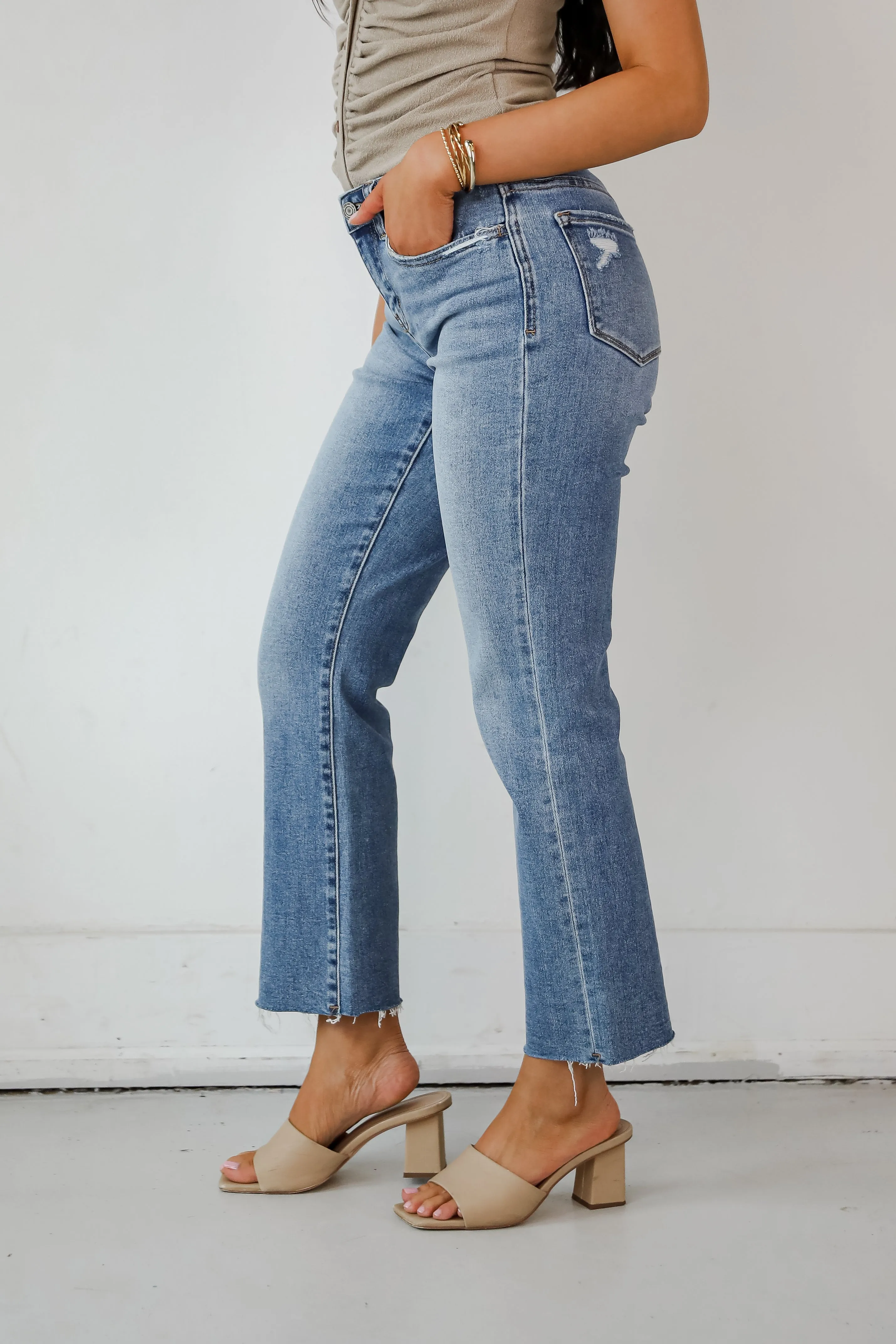 Melissa Medium Wash Mid-Rise Stretch Straight Jeans