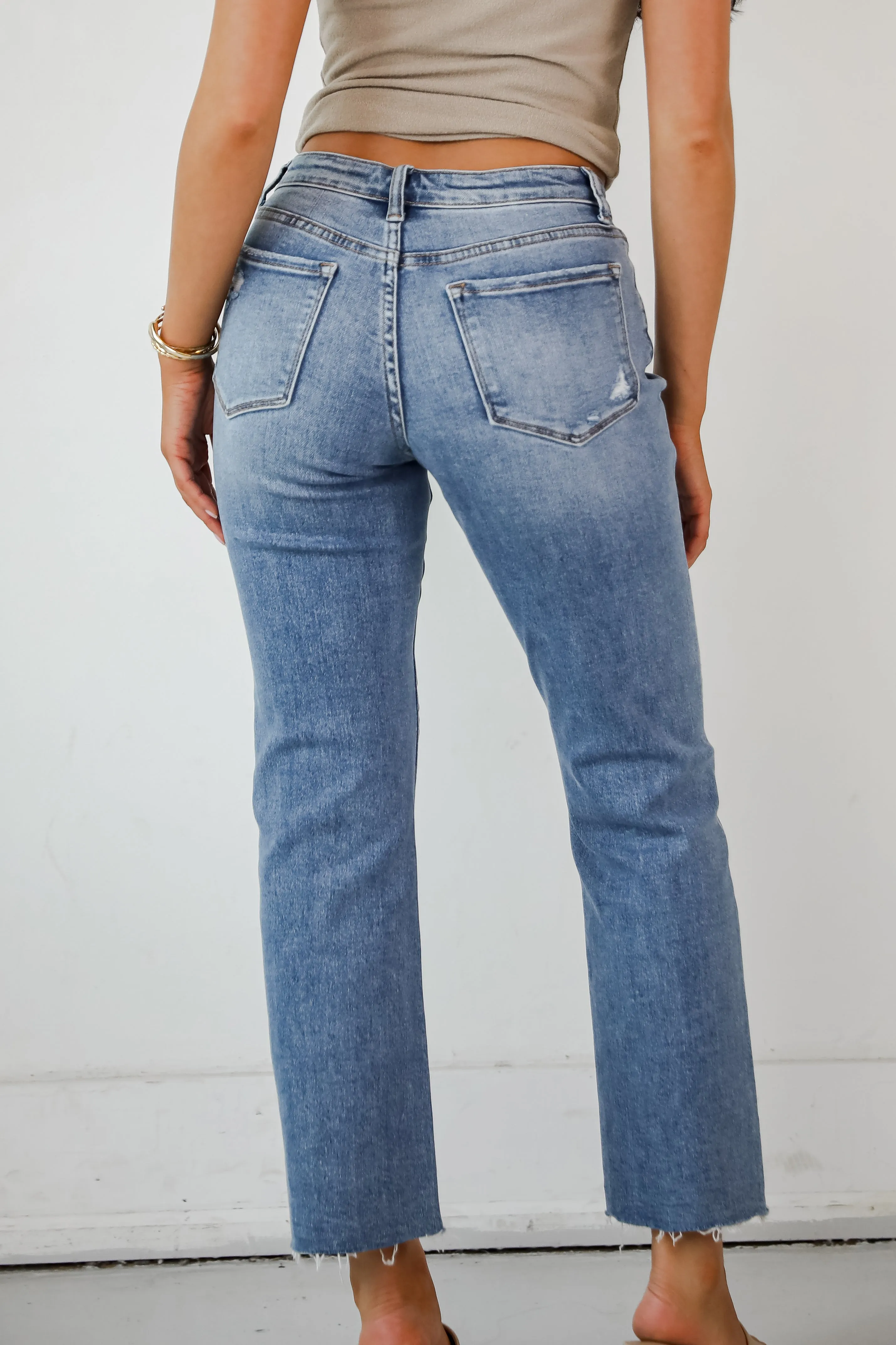 Melissa Medium Wash Mid-Rise Stretch Straight Jeans