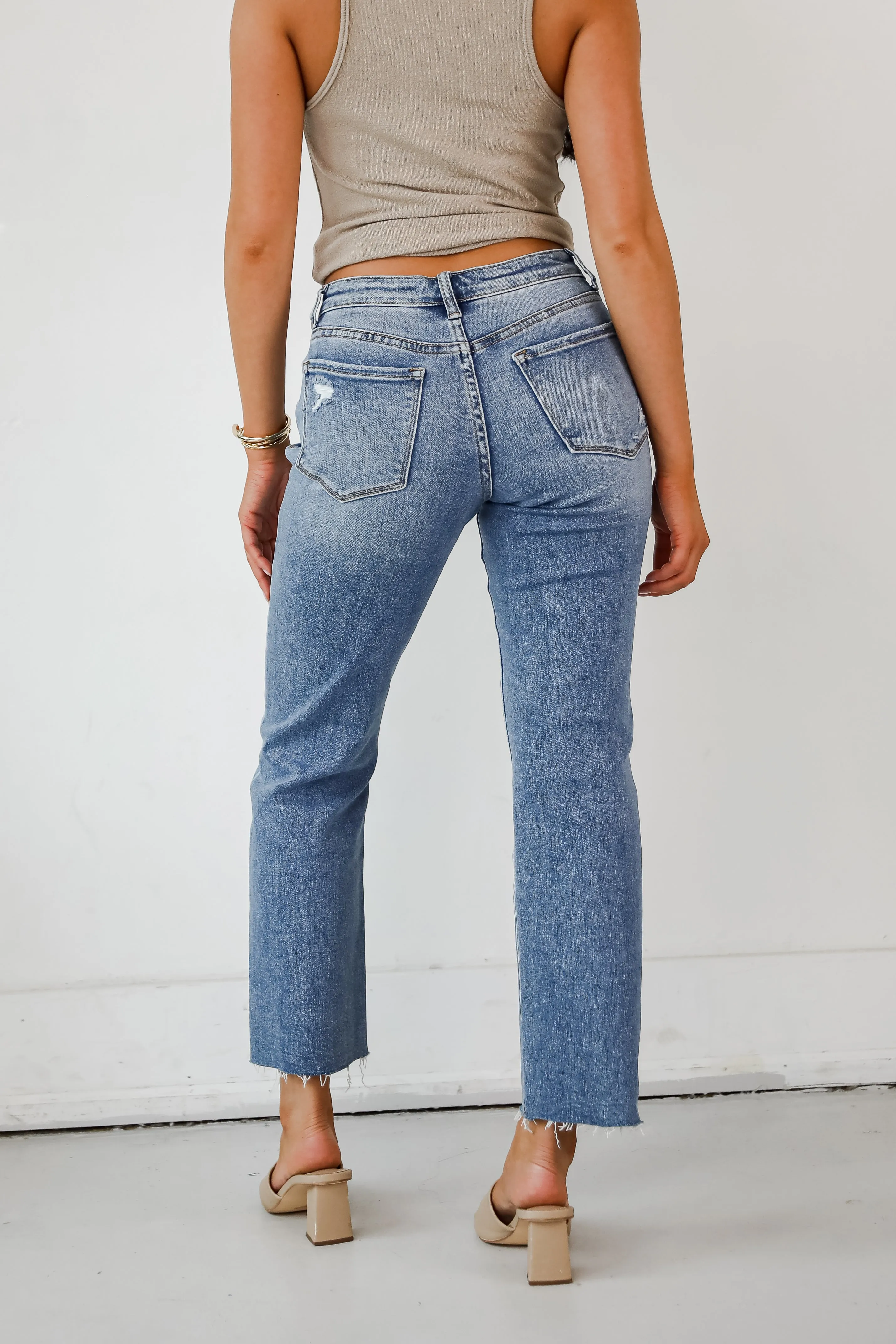 Melissa Medium Wash Mid-Rise Stretch Straight Jeans