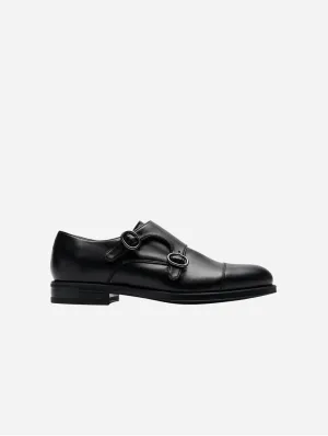 Men's Vegan Leather Monk Strap Shoes | Black