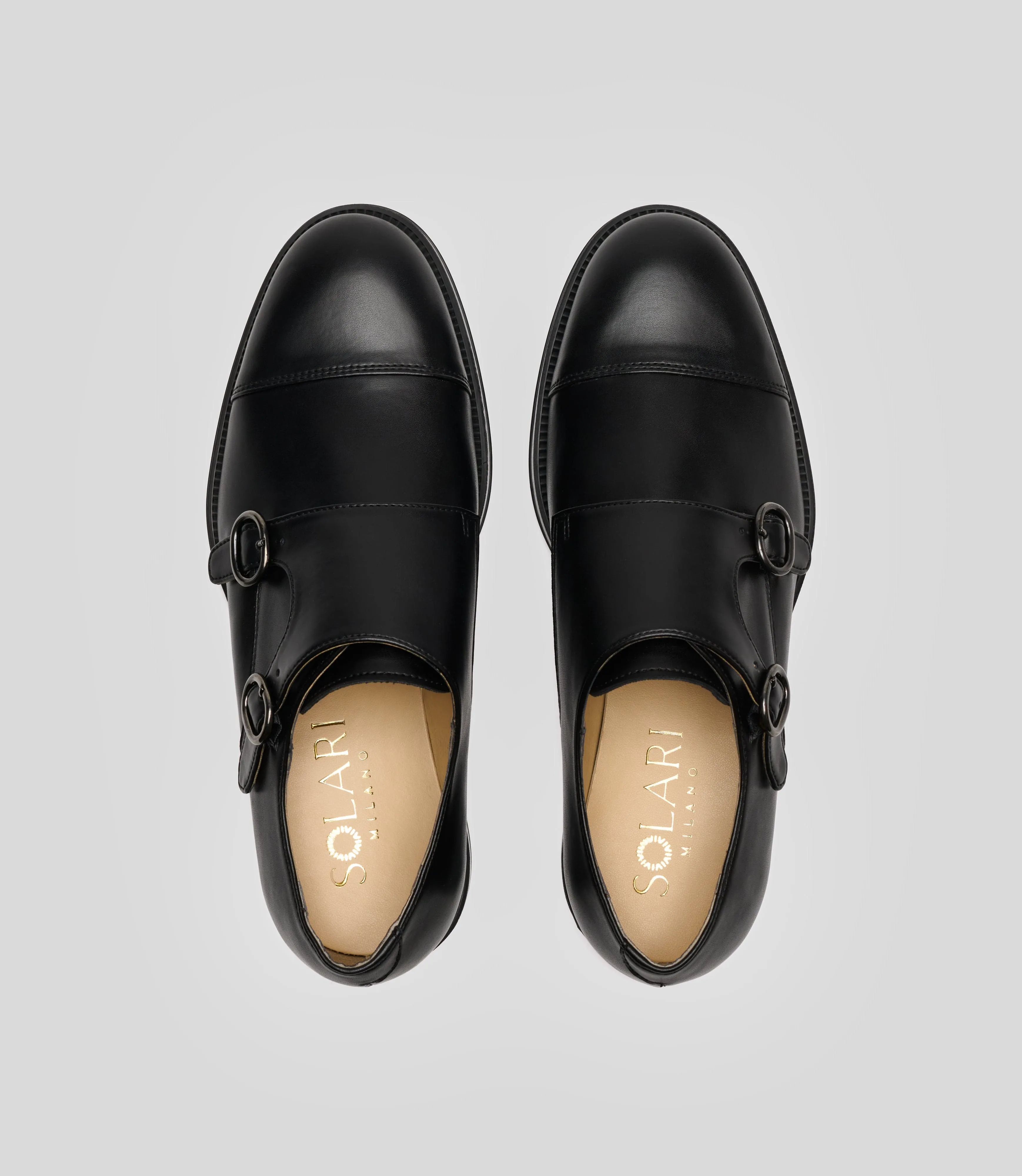 Men's Vegan Leather Monk Strap Shoes | Black