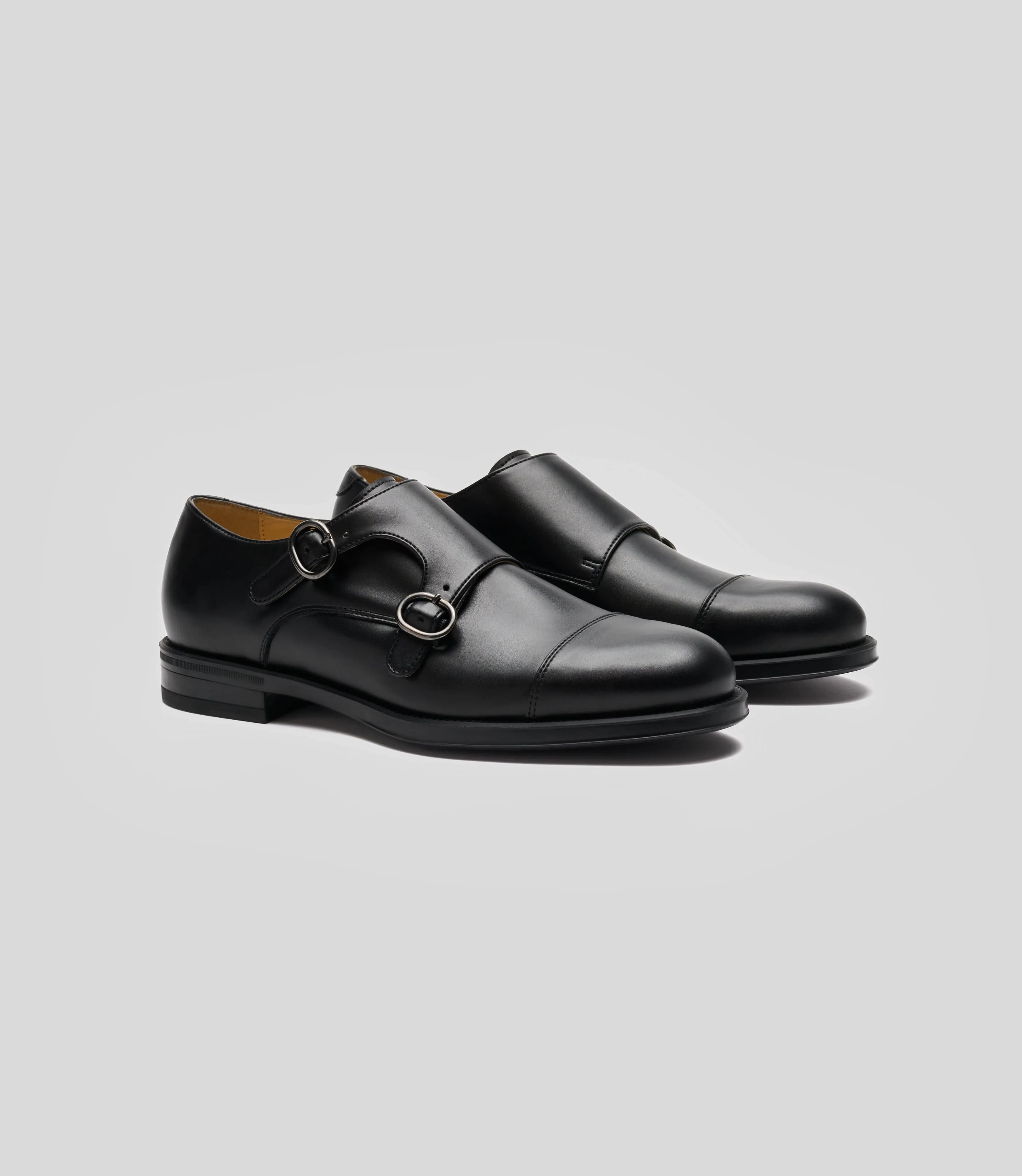 Men's Vegan Leather Monk Strap Shoes | Black