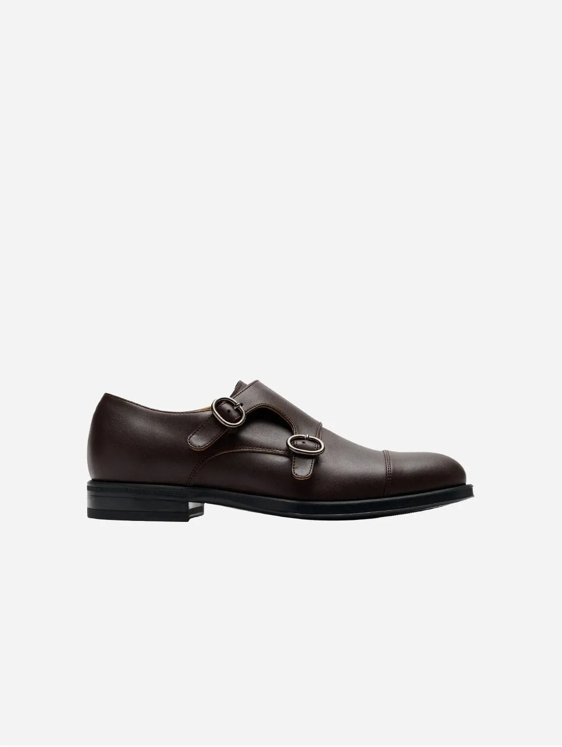 Men's Vegan Leather Monk Strap Shoes | Brown