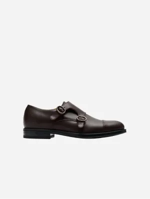 Men's Vegan Leather Monk Strap Shoes | Brown