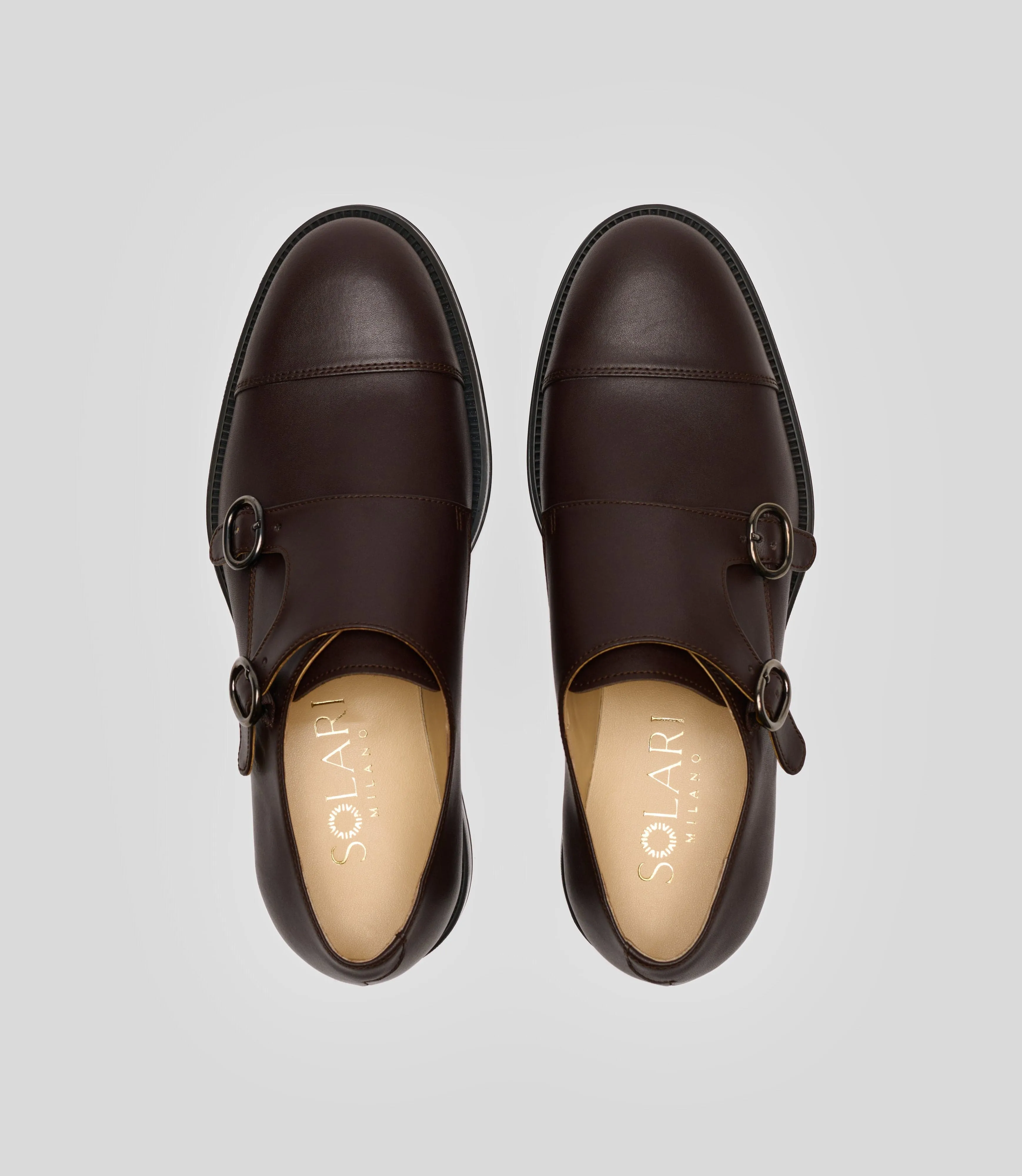 Men's Vegan Leather Monk Strap Shoes | Brown