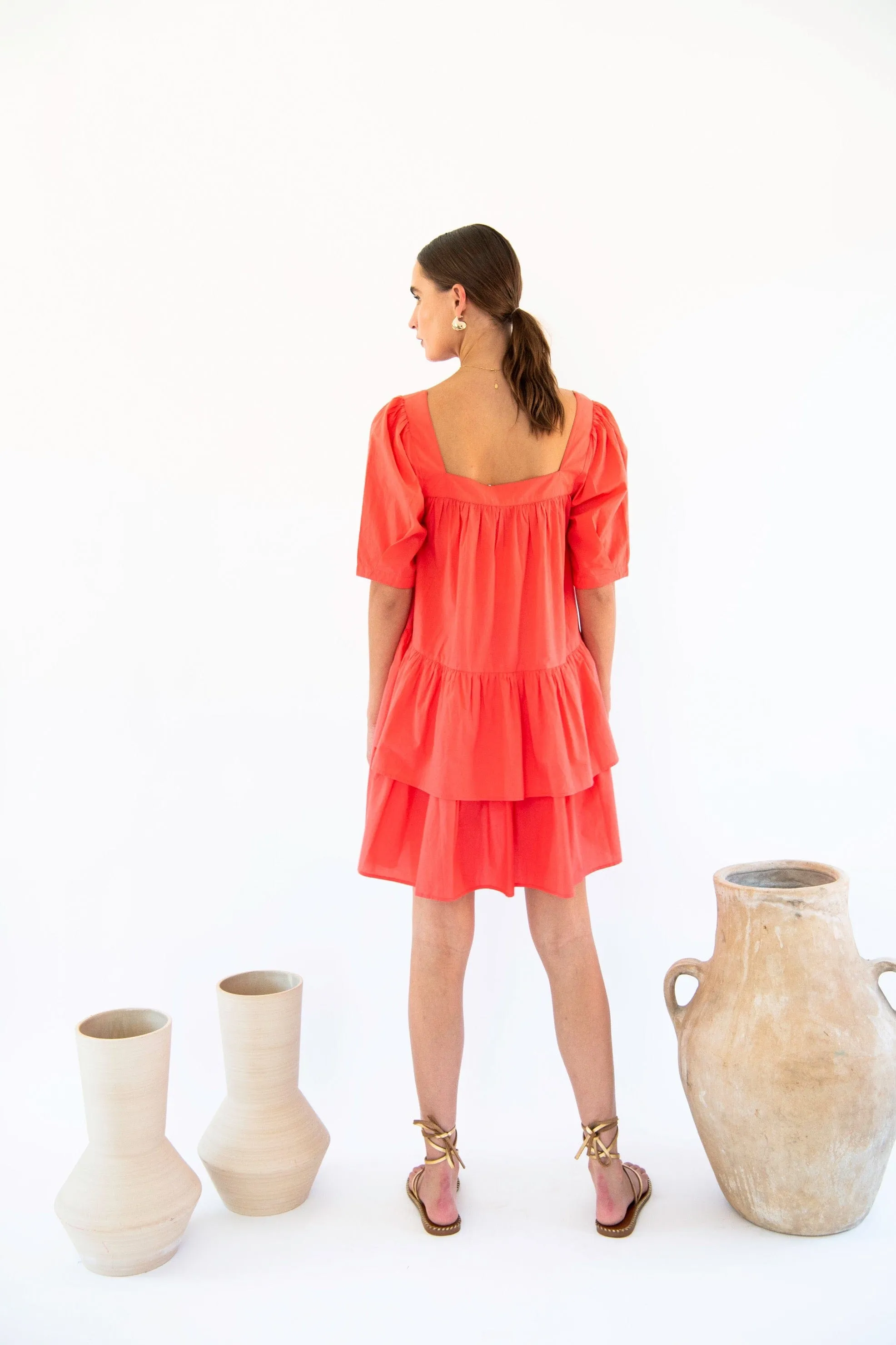 Mini Organic Cotton Poplin Square Neck Dress | Multiple Colours