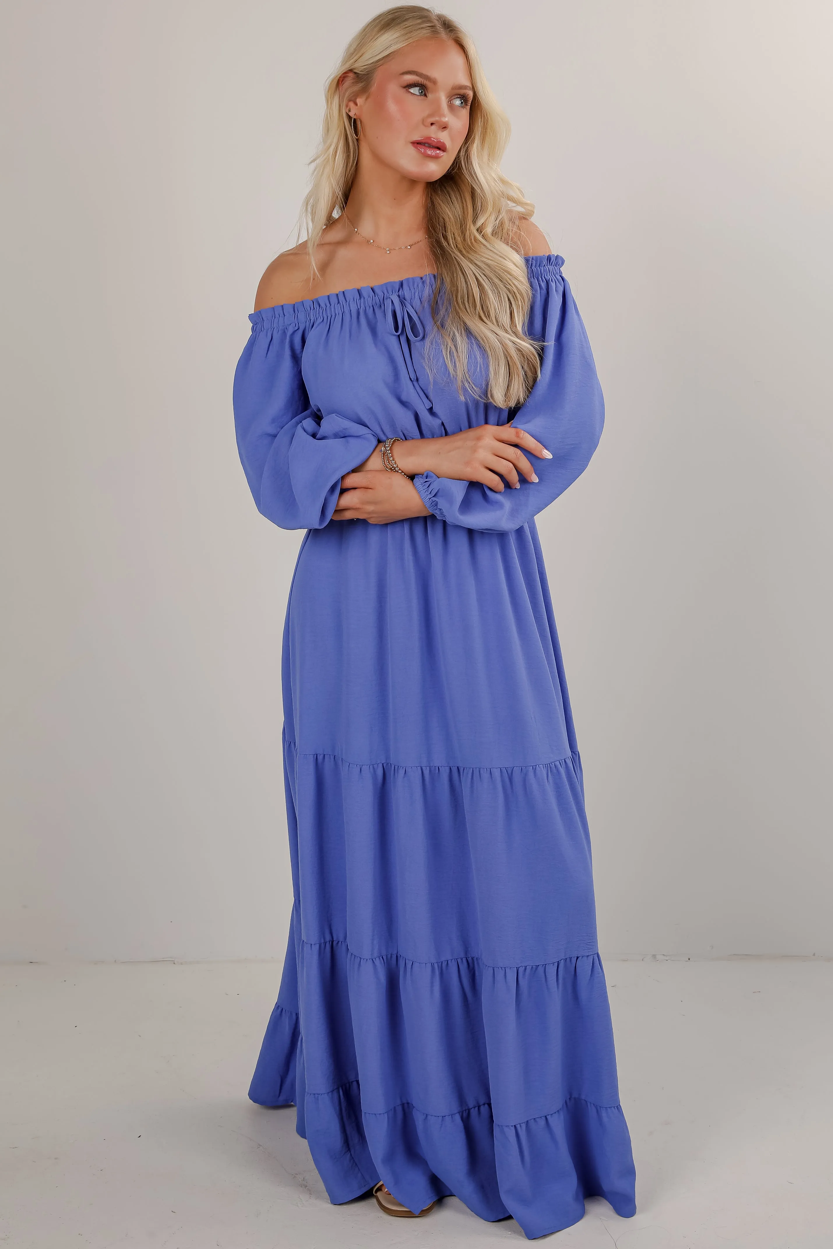 Need Your Attention Blue Tiered Maxi Dress