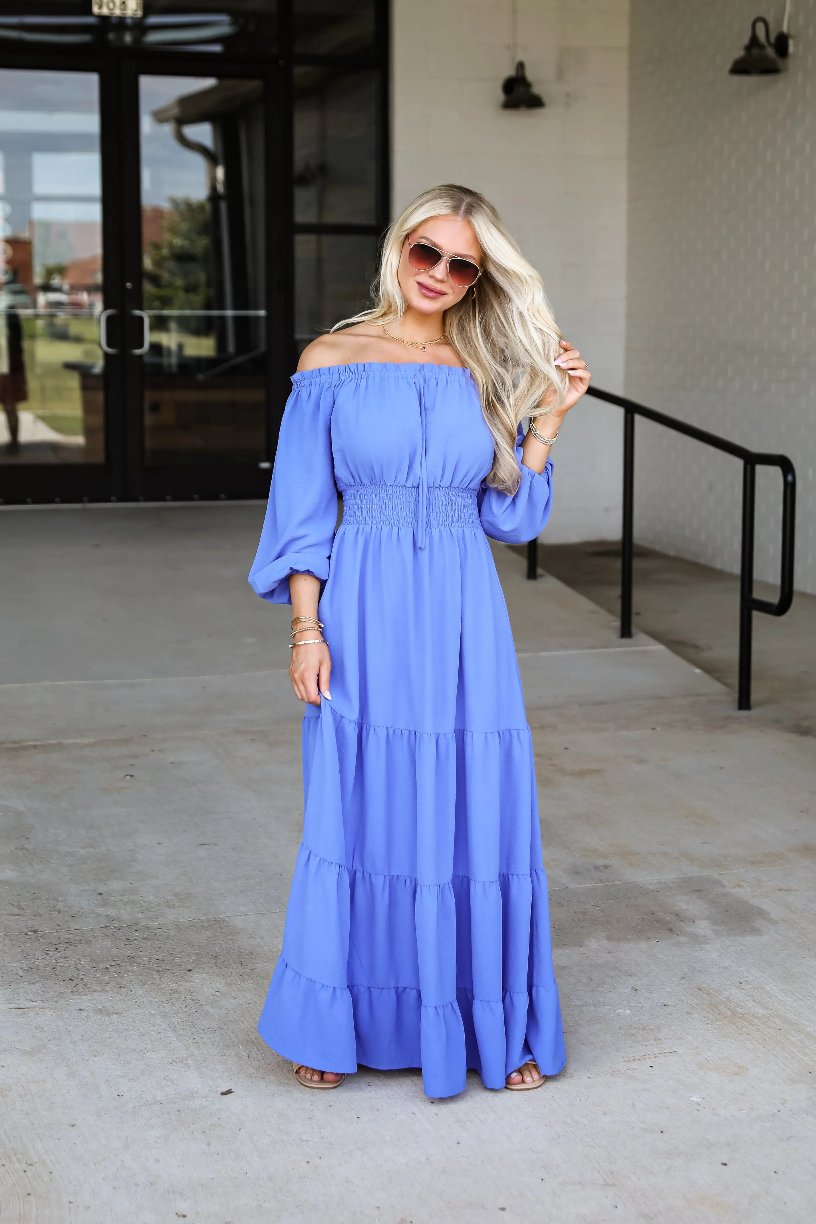 Need Your Attention Blue Tiered Maxi Dress