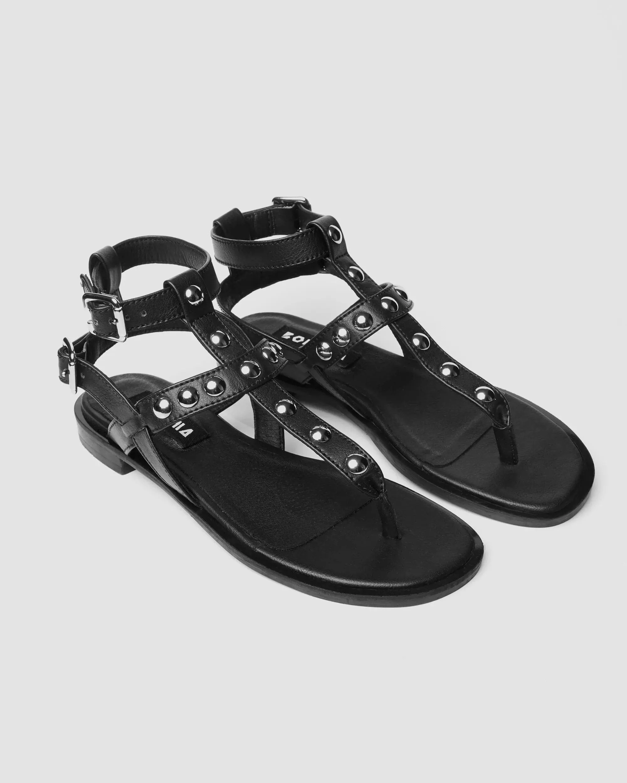 Nox Women's Vegan Grape Leather Gladiator Sandals | Black