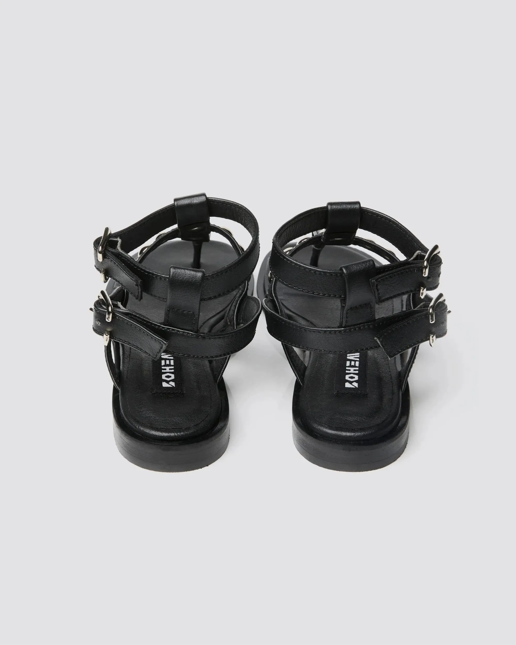Nox Women's Vegan Grape Leather Gladiator Sandals | Black