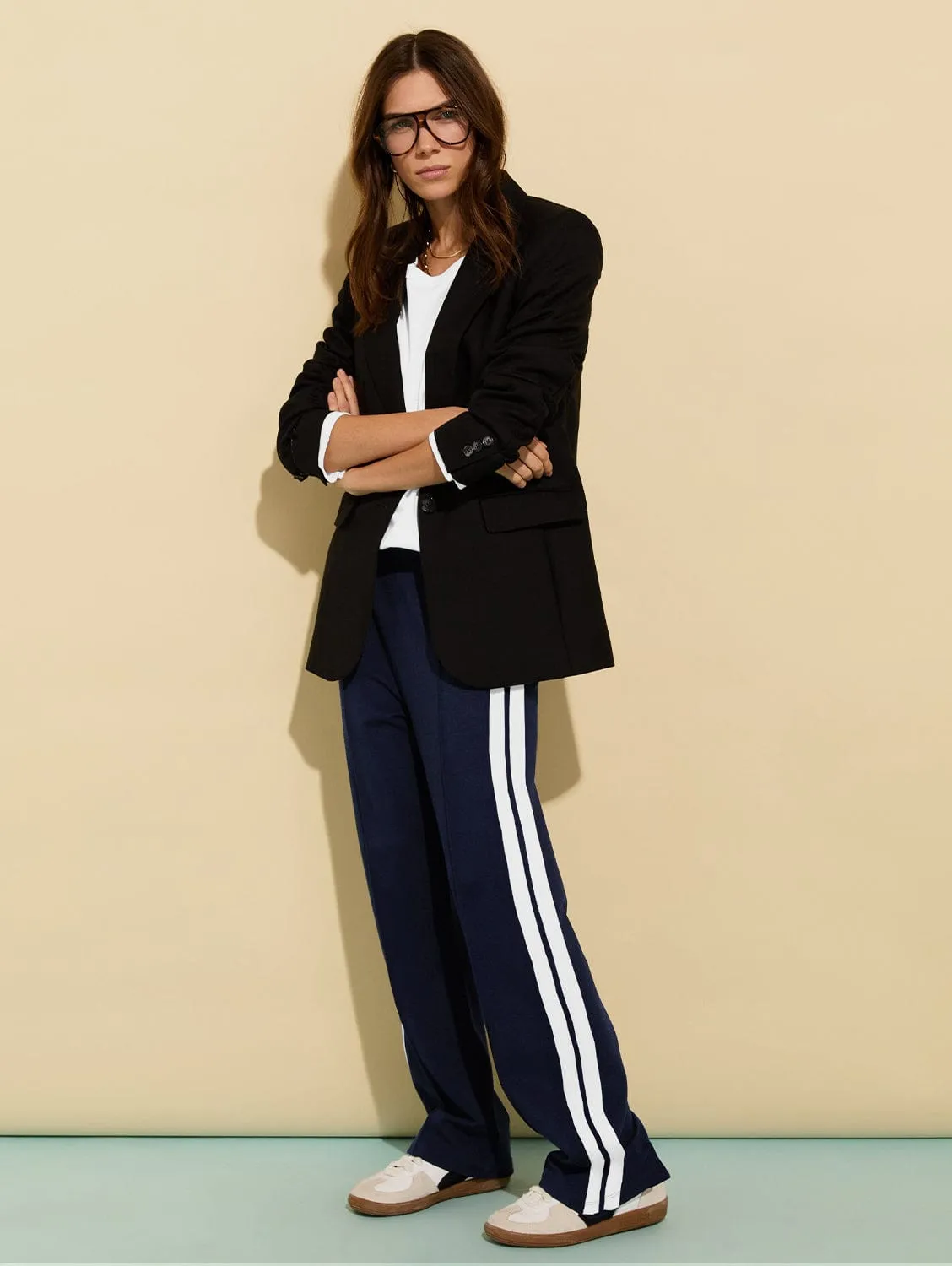 Petite Tippi?2.0 LENZING? ECOVERO? Side Stripe Trousers | Navy & White