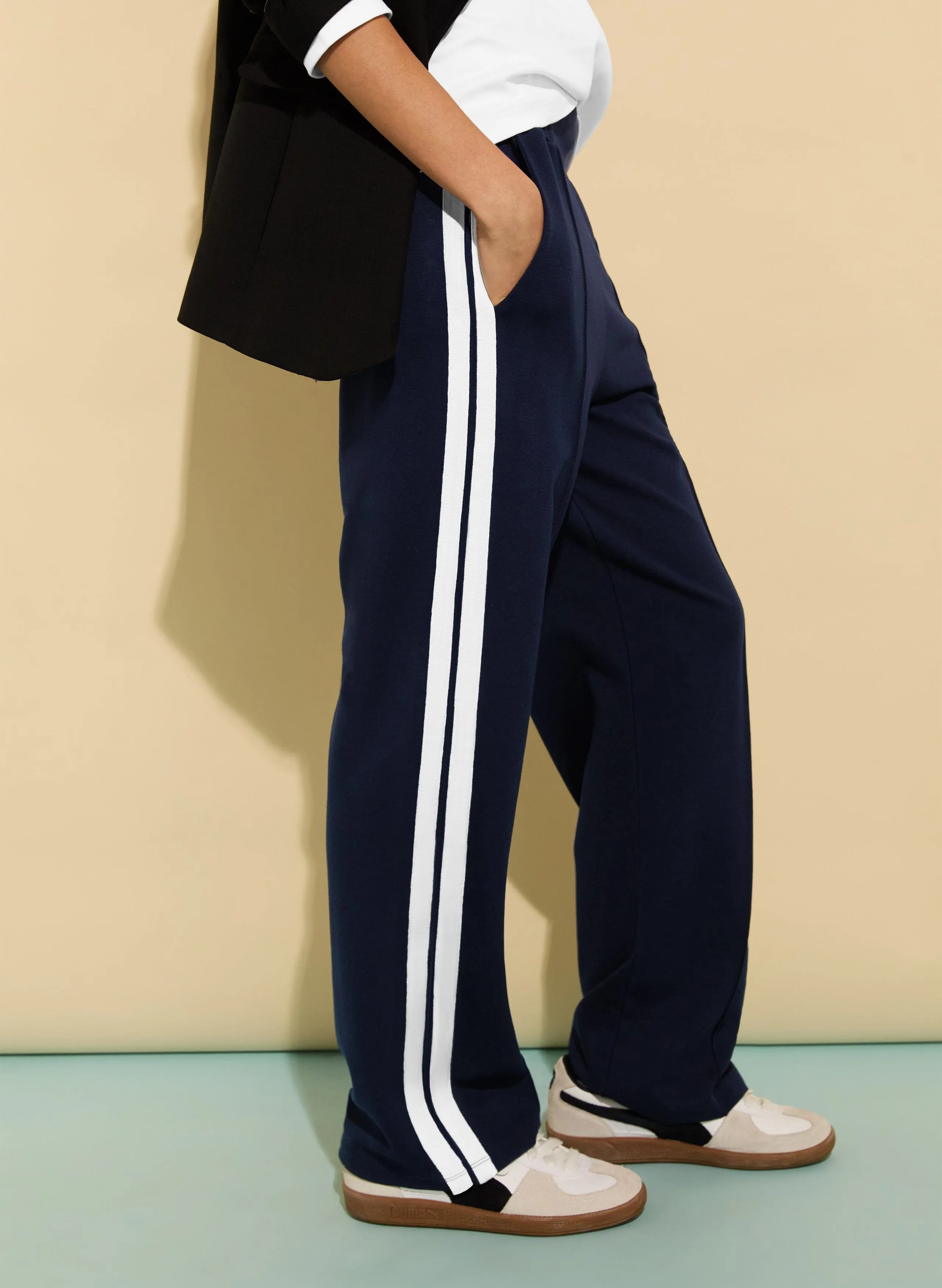 Petite Tippi?2.0 LENZING? ECOVERO? Side Stripe Trousers | Navy & White