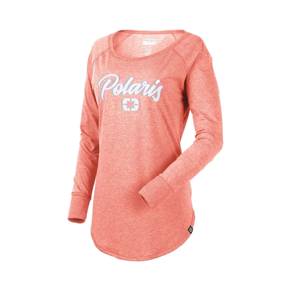 Polaris Women's Shadow Script Long Sleeve Tee T-Shirt Pink