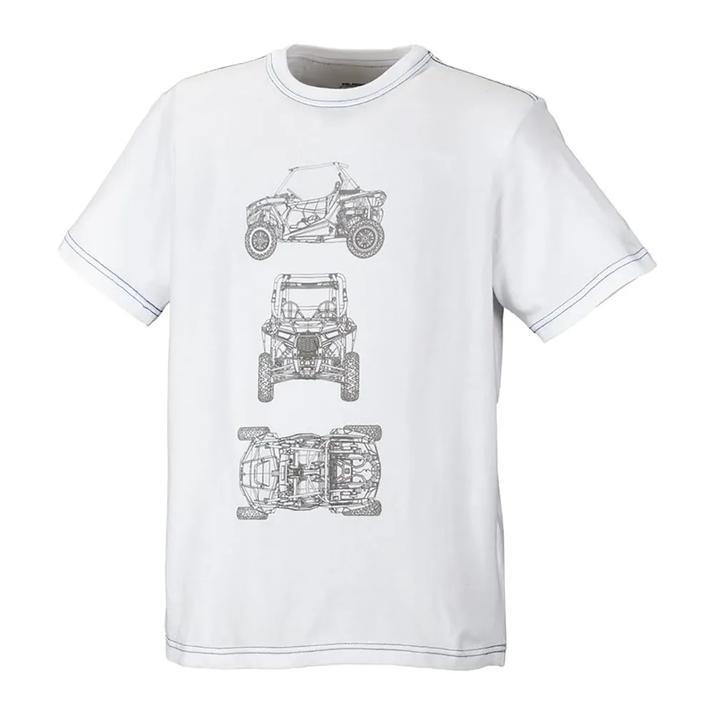 Polaris Youth RZR CAD Blueprint Short Sleeve T-Shirt White - X-Large