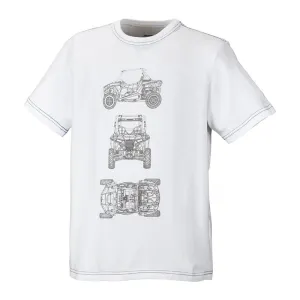 Polaris Youth RZR CAD Blueprint Short Sleeve T-Shirt White - X-Large