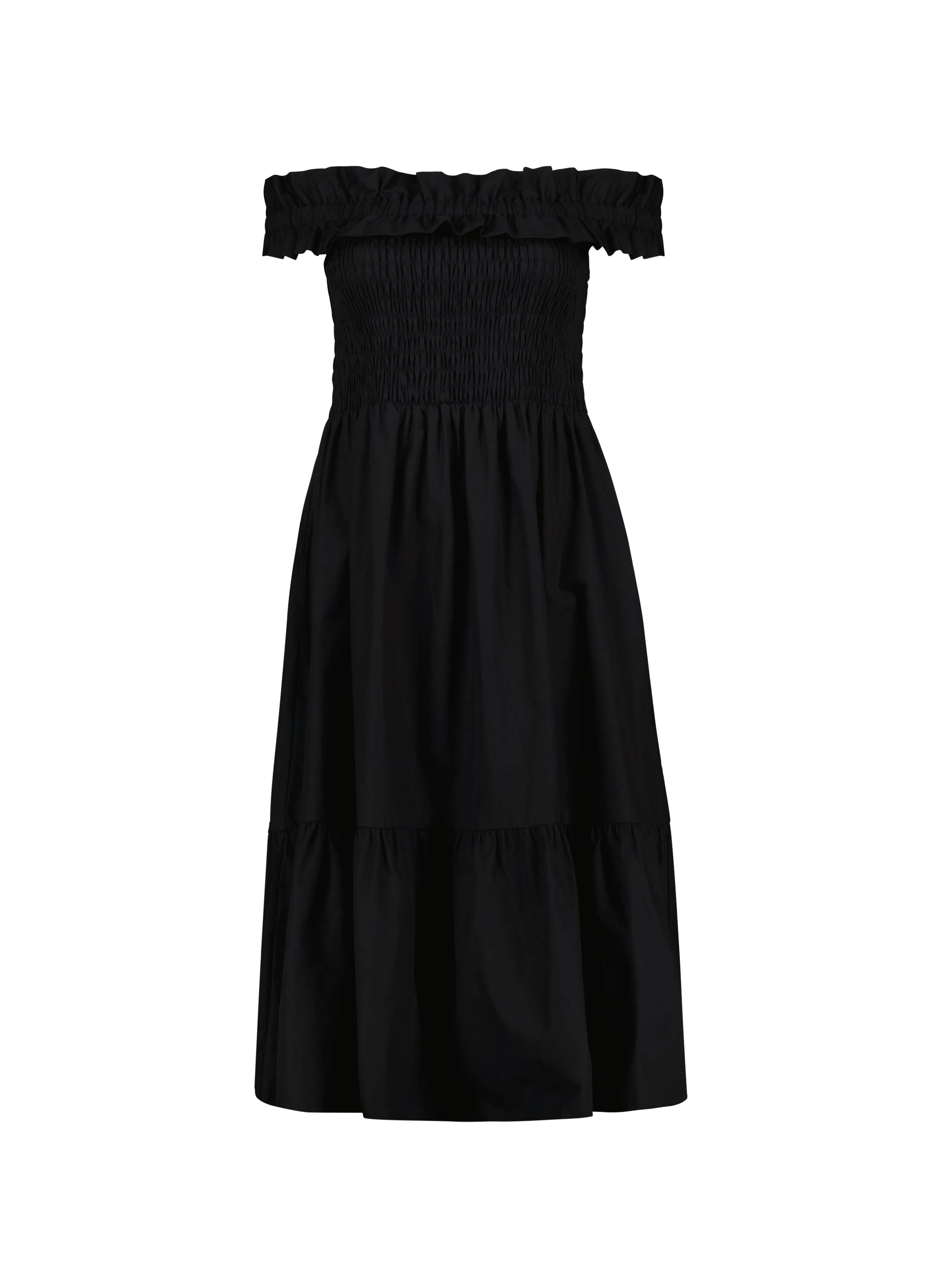 Rafaella Organic Cotton Off Shoulder?Midi Dress | Caviar Black