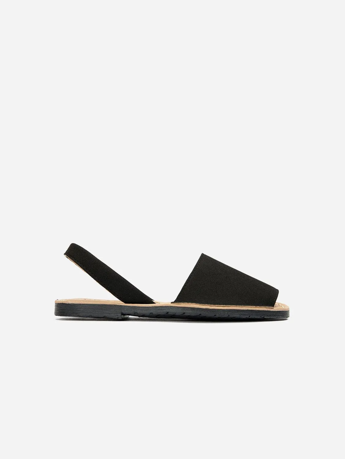 Rambu Women's Vegan Suede Menorcan Sandals | Black