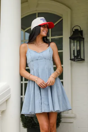 Ready For The Day Light Wash Denim Mini Dress
