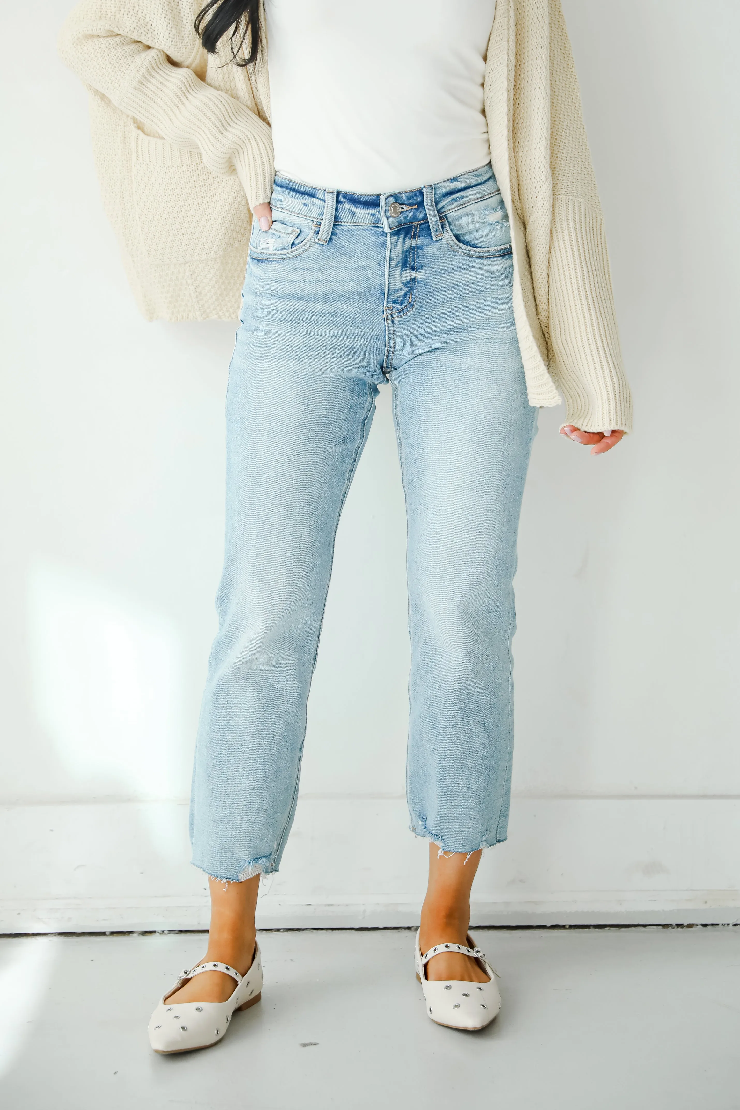 Regina Light Wash Distressed Straight Leg Jeans