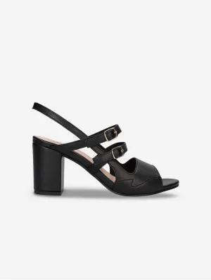 Roma Women's Vegan Apple Leather Heeled Sandals | Black