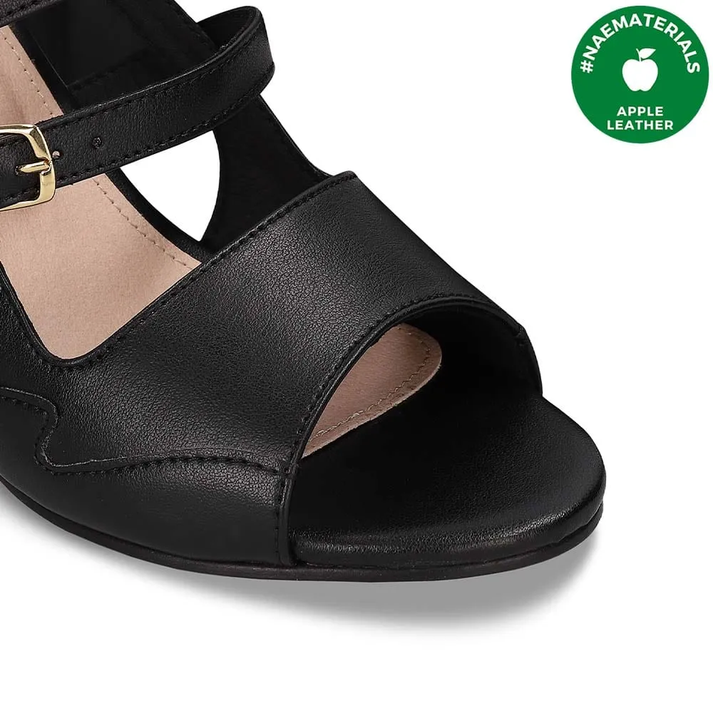 Roma Women's Vegan Apple Leather Heeled Sandals | Black